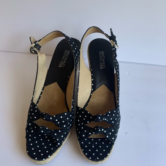 Michael Kors 🛩 black white polka dot wedge 8.5M - Picture 14 of 15